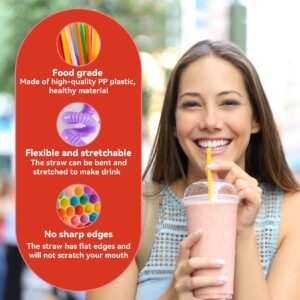 Disposable Plastic Drinking Straws - MAQIHAN 100PCS Flexible Drinking Straws Long Plastic Straws Bendable Colorful Drinking Straws for Juice Drinks