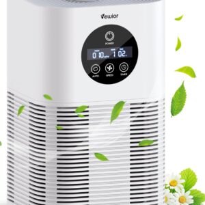 Air Purifiers for Home Large Room up to 600 Ft², VEWIOR H13 True Hepa Air Purifiers for Pets Hair, Dander, Smoke, Pollen, 3 Fan Speeds, 6 Timer Air Cleaner