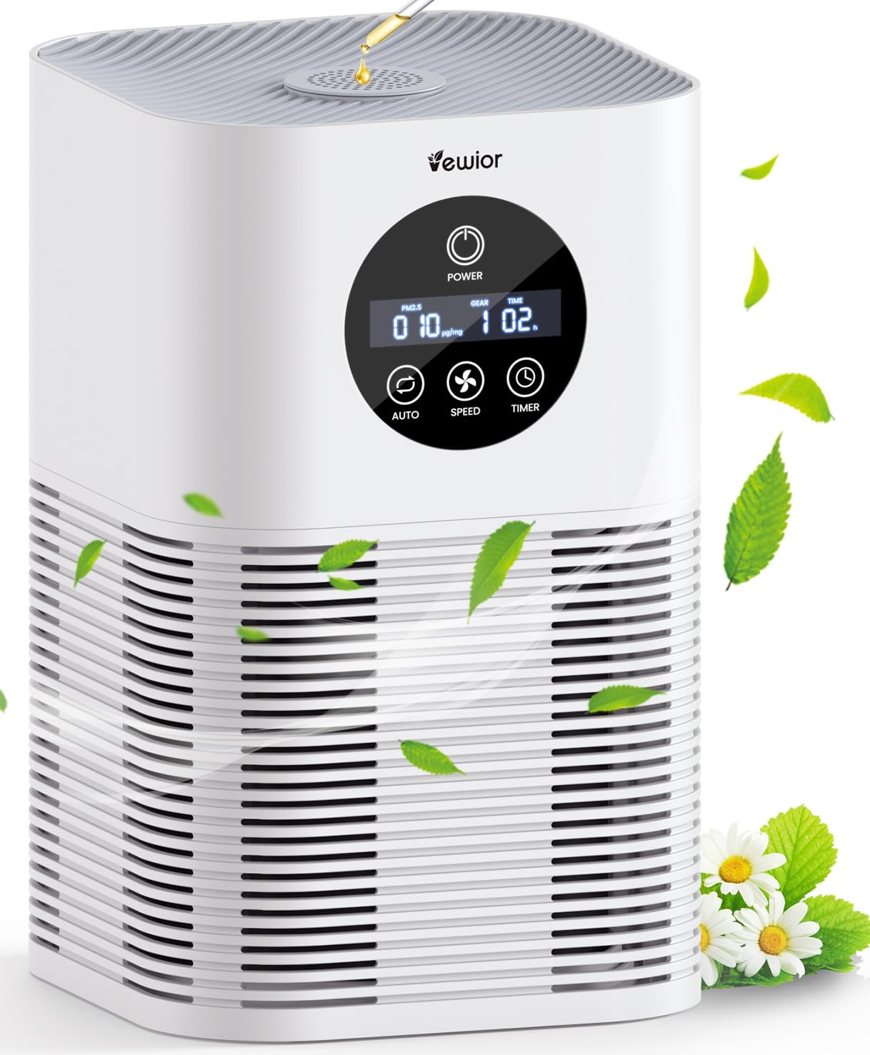 Air Purifiers for Home Large Room up to 600 Ft², VEWIOR H13 True Hepa Air Purifiers for Pets Hair, Dander, Smoke, Pollen, 3 Fan Speeds, 6 Timer Air Cleaner