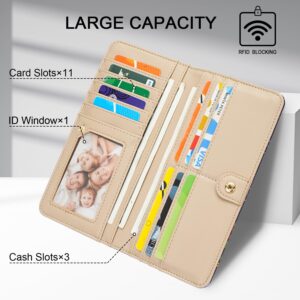 TANTIUE Wallet Women Ultra Slim Thin Leather Womens Wallet RFID Blocking Credit Card Holder Bifold Clutch Long Ladies wallet