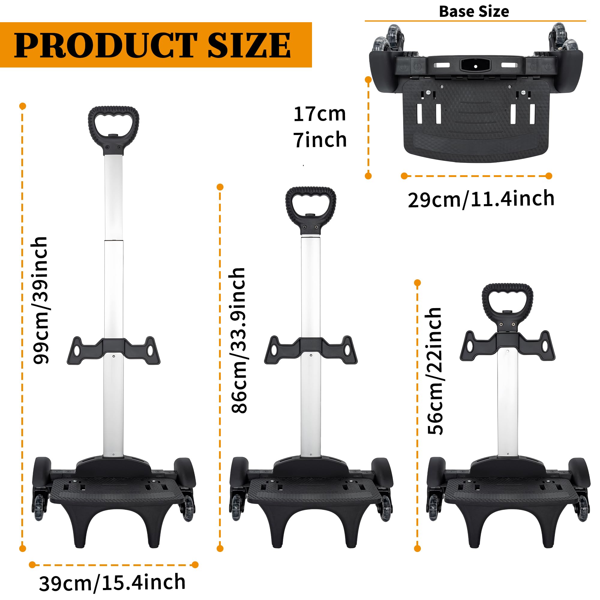 Backpack Trolley 6-Wheels Rolling Dolly Luggage Cart for Schoolbags,Backpack Foldable Stair Climbing Hand Truck