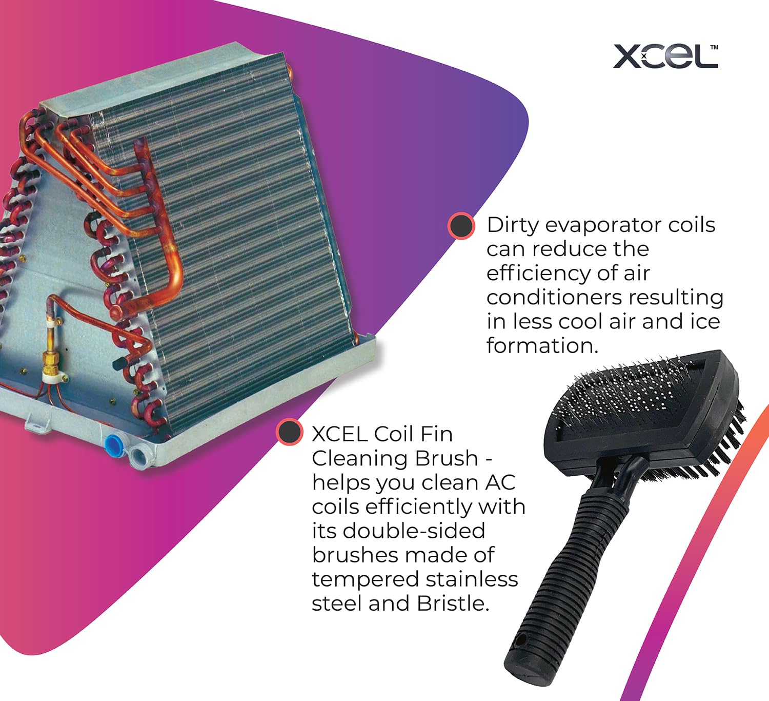 Next Generation Air Conditioner Evaporator Coil Fin Cleaning Brush V2 (Double-Sided) - By XCEL