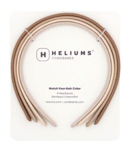 heliums thin headbands for women - 8mm skinny hairbands for girls, 4 count, blends with hair color (dark blonde, sandy, beige and ash blonde)