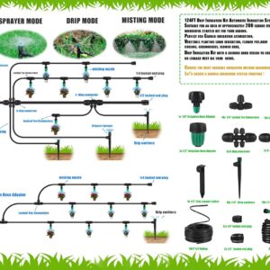 NRWRTY Leak-Proof Drip Irrigation Kit,Quick Connect Irrigation System,Lock Barbed Garden Watering System with 1/4 inch 1/2 inch Irrigation Tubing Hose for Garden,Raised Garden Bed, Lawn