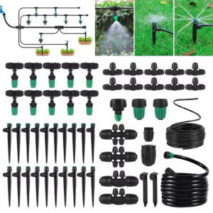 nrwrty leak-proof drip irrigation kit,quick connect irrigation system,lock barbed garden watering system with 1/4 inch 1/2 inch irrigation tubing hose for garden,raised garden bed, lawn