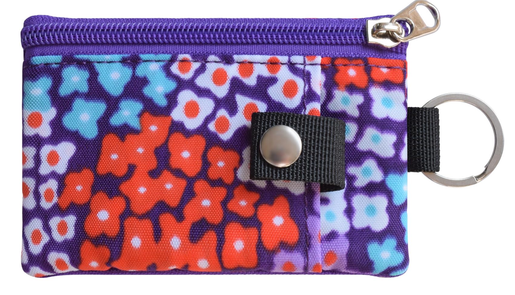 CHENSPRX Small Lanyard Wallet for Women with RFID Blocking,ID Holder,Keychain - Zip ID Card Case and Coin Purse for Travel and Daily Use (Purple Blossom)