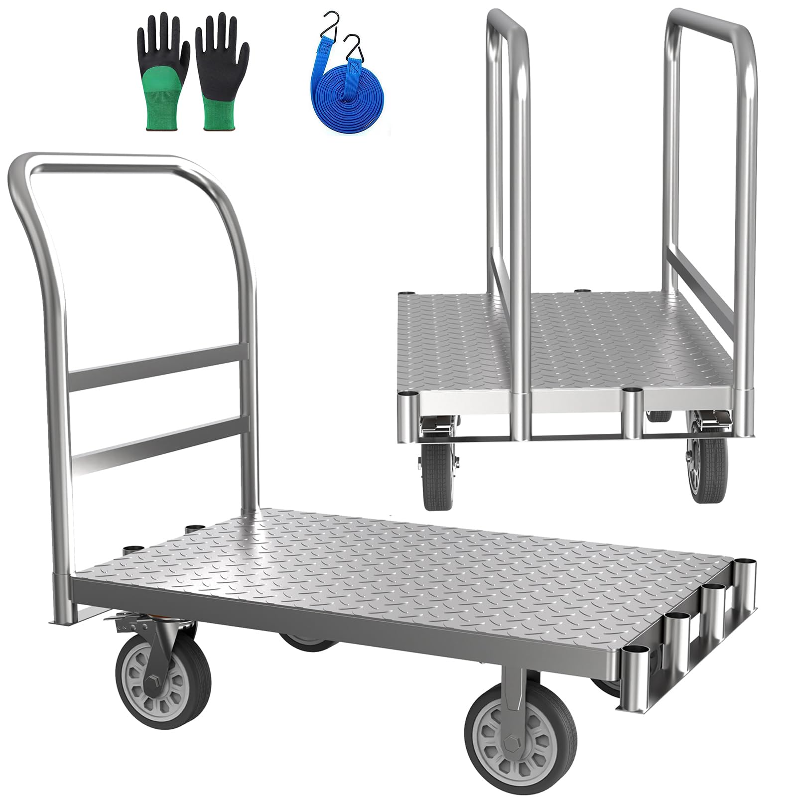 Facoba Platform Trucks, Panel Carts Heavy Duty, Drywall Cart, Capacity 2000lbs Platform Ppanel Cart, with 6" Swivel Brake Casters Lumber Cart, 1 Front Armrest and 2 Side Armrests Panel Truck Cart.