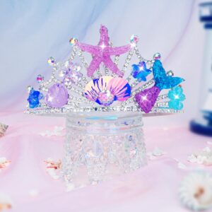 CIEHER Mermaid Crown: Starfish Tiara with Combs for Girls, Party Decorations and Costume Accessories