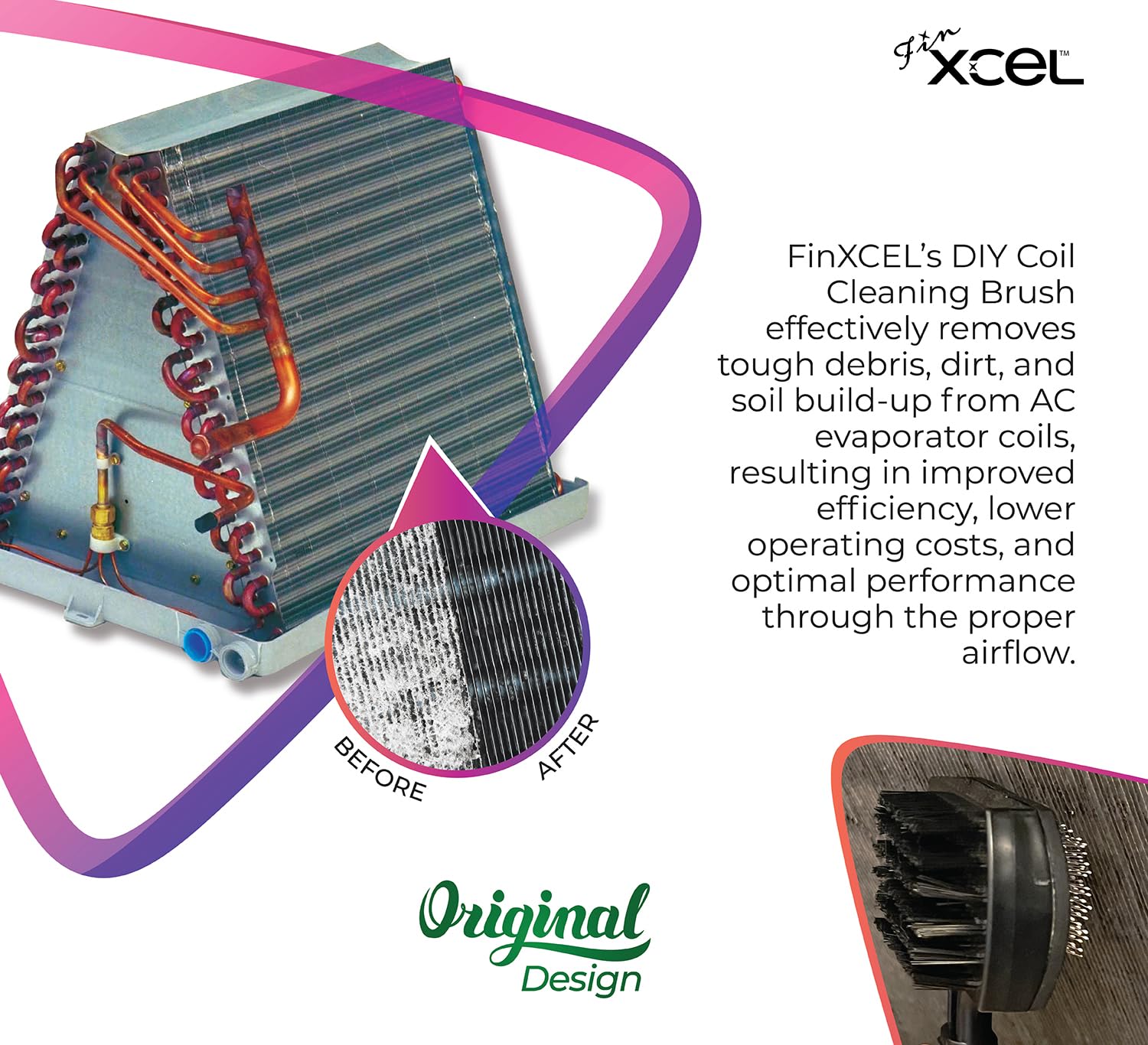 Next Generation Air Conditioner Evaporator Coil Fin Cleaning Brush V2 (Double-Sided) - By XCEL