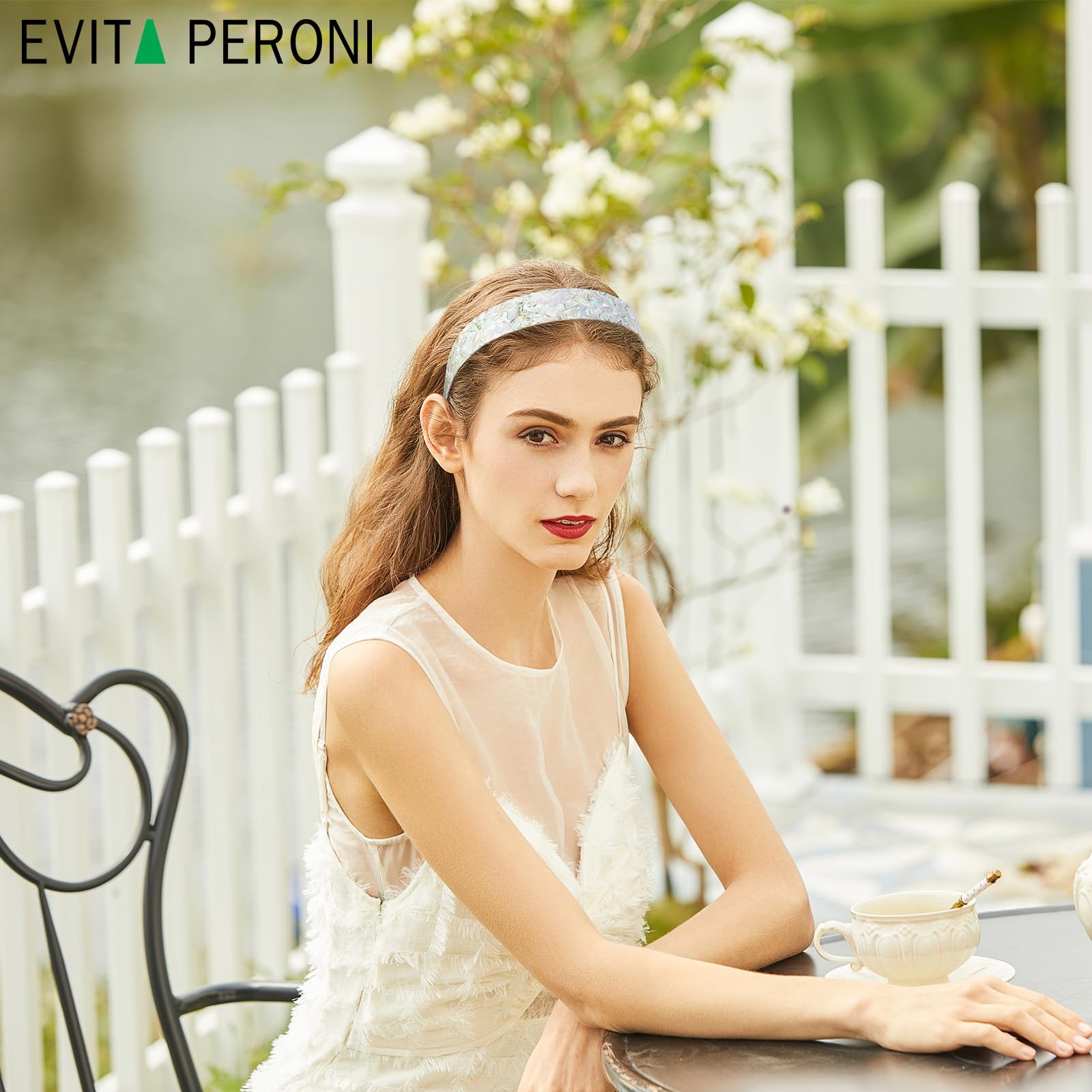 EVITA PERONI Wide Headbands for Women with Teeth Acetate Resin Hair Bands for Women's Hair No Headache Headband No Slip Hairbands-Tortoise