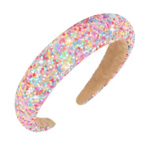 jaciya sequin headbands for girls sparkly wide rainbow headbands for women cute confetti head band fashion hairband for girls women hair accessories