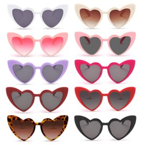 matcheck 10 pack heart shaped sunglasses womens cat eye heart glasses multicolors bachelorette party favors wedding supplies bulk eyewear