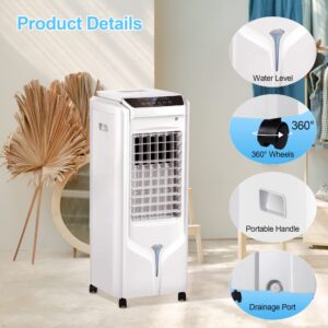 Uthfy Portable Air Conditioners,Evaporative Air Cooler, 32" Swamp Cooler with 4.2 Gal Tank, Remote, 90° Oscillation Cooling Fan with 3 Speeds, 12H Timer, 3 In 1 Tower Fan thats Blow Cold Air for Home