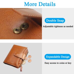 FT FUNTOR Small Wallet for Women Genuine Leather Bifold Compact RFID Blocking Zipper Pocket Ladies Credit Card Slots Purse with ID Window