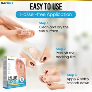 U-Shaped Felt Callus Pads (48 Pack) | Protect Calluses from Rubbing on Shoes | Reduce Foot and Heel Pain | Self-Stick Pedi Cushions Comfort