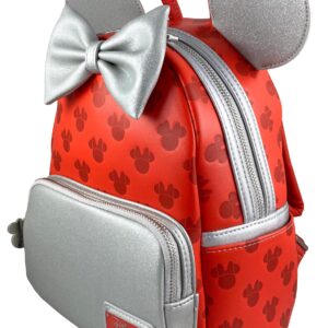 Loungefly Disney Minnie Mouse Red and Silver Womens Double Strap Shoulder Bag Purse