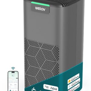 WELOV World's 1st Matter Smart Air Purifier, Air Purifiers for Home Covers 1570 Ft², 99.997% Filtration Efficiency of Particles 0.1-0.3 μm, H13 True HEPA PM2.5 Monitor, Sleep Mode, Dimmable Lighting