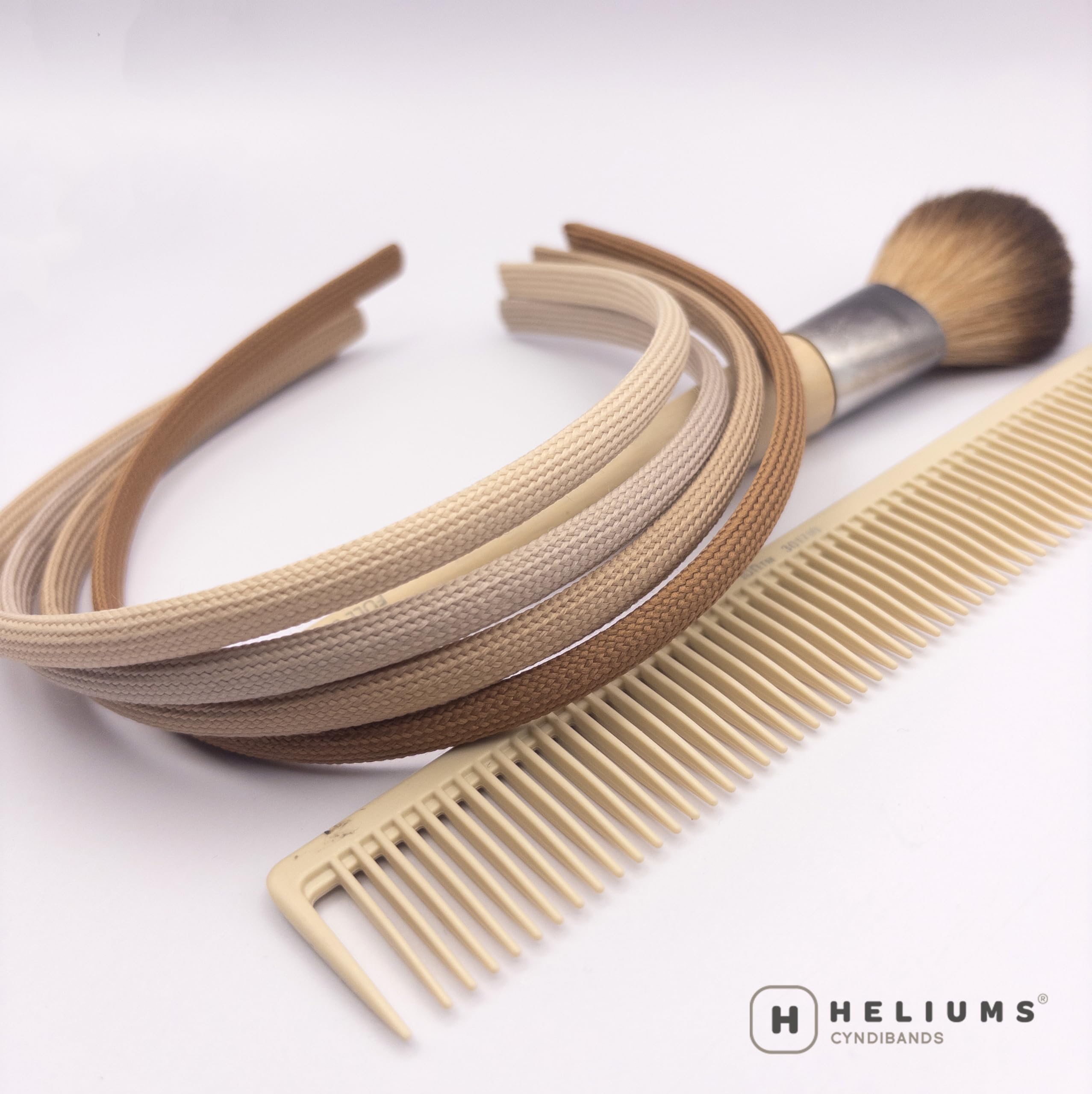 Heliums Thin Headbands For Women - 8mm Skinny Hairbands for Girls, 4 Count, Blends with Hair Color (Dark Blonde, Sandy, Beige and Ash Blonde)