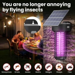 Solar Bug Zapper Outdoor Mosquito Trap Killer Mosquito Killer Lamp，Cordless & Rechargeable ，Fly Zapper Mosquito Catcher Lamp Decor Light for Patio Garden