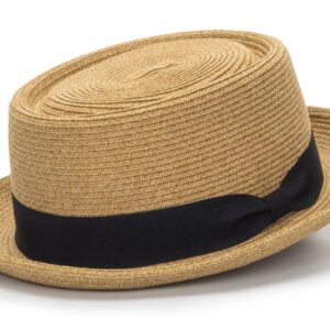 Men/Women Summer Straw Pork Pie Hat Boater Derby Fedora Sun Hats with Bowknot(S/M)