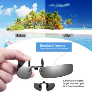 Trysee Clip on Sunglasses Over Prescription Glasses for Men Women Polarized Flip Up for Eyeglasses Anti Glare TS3167