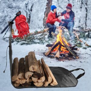 TTETTZ Log Carrier Bag For Firewood,Firewood Carriers With Big Handles,Firewood Tote Fireplace Accessories Extra Large Firewood Holder With Handles For Camping Best Gifts Black