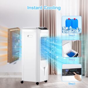 Uthfy Portable Air Conditioners,Evaporative Air Cooler, 32" Swamp Cooler with 4.2 Gal Tank, Remote, 90° Oscillation Cooling Fan with 3 Speeds, 12H Timer, 3 In 1 Tower Fan thats Blow Cold Air for Home