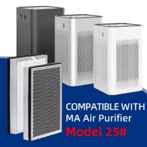 25 Air Purifier Replacement Filter: Compatible with MA Series Air Purifier 25 S1/W1/B1, 3 in 1 Pre-filter, H13 True HEPA Filter and Activated Carbon Filter, 4 Packs