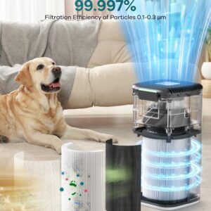 WELOV World's 1st Matter Smart Air Purifier, Air Purifiers for Home Covers 1570 Ft², 99.997% Filtration Efficiency of Particles 0.1-0.3 μm, H13 True HEPA PM2.5 Monitor, Sleep Mode, Dimmable Lighting