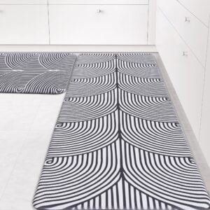 rmaytiked 2 pcs kitchen mats for floor kitchen rugs cushioned anti-fatigue non-skid waterproof rug standing and comfort desk/floor mat for kitchen, floor, office, sink, laundry black 0.4 inch