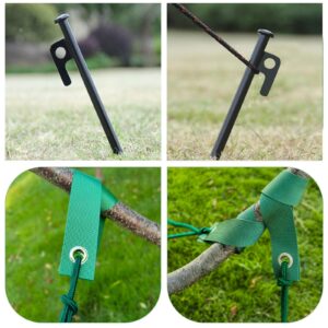 DasTior 3 Pcs Heavy Duty Steel Tree Stake Kit, Tree Supports for Leaning Tree Protection with 3 PCS 11.8" Steel Tree Stakes, 3 PCS 15.8" Tree Straps，32.8 FT Rope