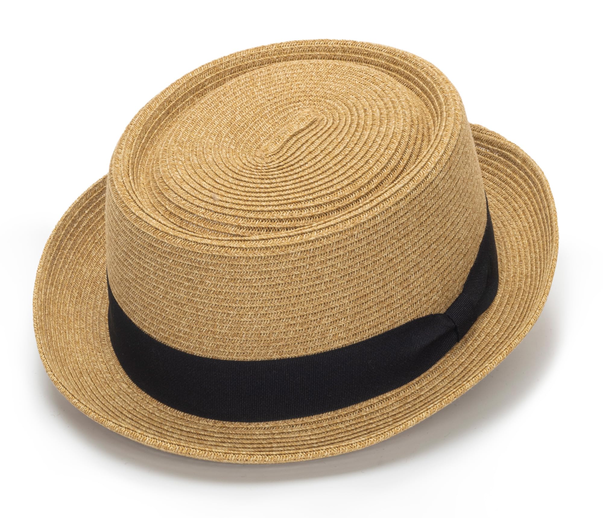 Pork-Pie-Hat-for-Men-Women Straw-Boater-Hat Summer-Sun-Derby-Fedora with Bowknot