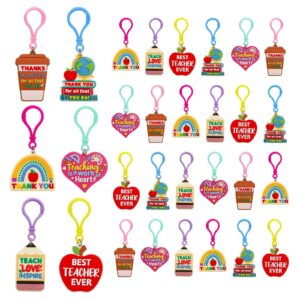 ceiba tree 30 Pack Teachers Appreciation Bulk Teacher Keychains for Woman Man Key Chains and Cards