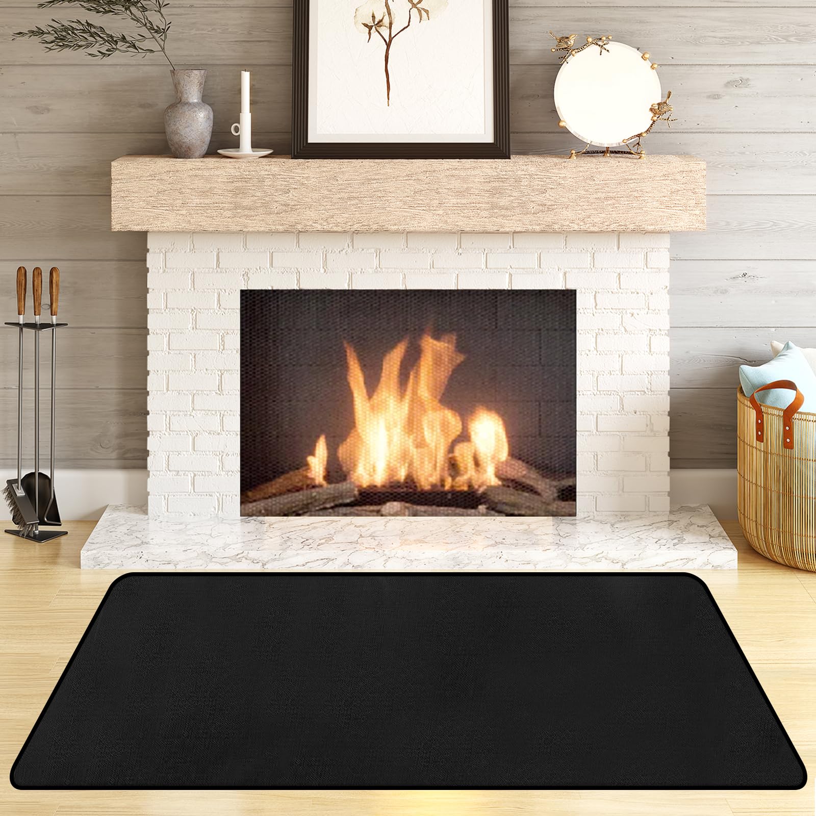 Hearth Rugs Fireproof, Fireplace Rug, Fireplace Mat, Fireplace Rugs Fire Resistant, 46" x26”, Heated Floor Mat for Outdoor Grills, Fire Pits, Smokers, Woodstoves