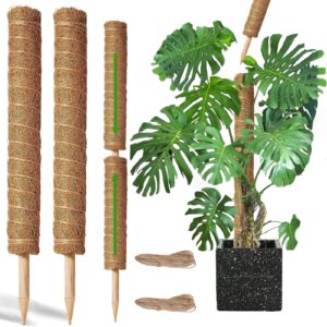 moss pole -2 pack 17 inch monstera plant support for climbing plants accessories indoor -stackable moss poles plant support stakes -coir plant pole sticks for potted plants -pothos - plant trellis