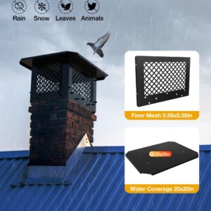 Hahaemall Chimney Cap, 14" x 14" Chimney Cover, Chimney Rain Caps, Fireplace Chimney Caps for Outside Adjustable Bottom to Fit Existing Clay Flue Tile Sizes, Black