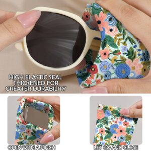 BHAHB 2 PCS Glasses Eyeglass Sunglasses Case Pouch Soft PU Leather Cute Aesthetic with Cleaning Cloth for Unisex Women Girls-Flowers