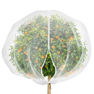 7.8 x 7.8 ft large fruits tree netting cover with zipper and drawstring,garden insect netting plant cover transparent bird plant barrier flower fruits mesh screen for preventing deer squirrel bug