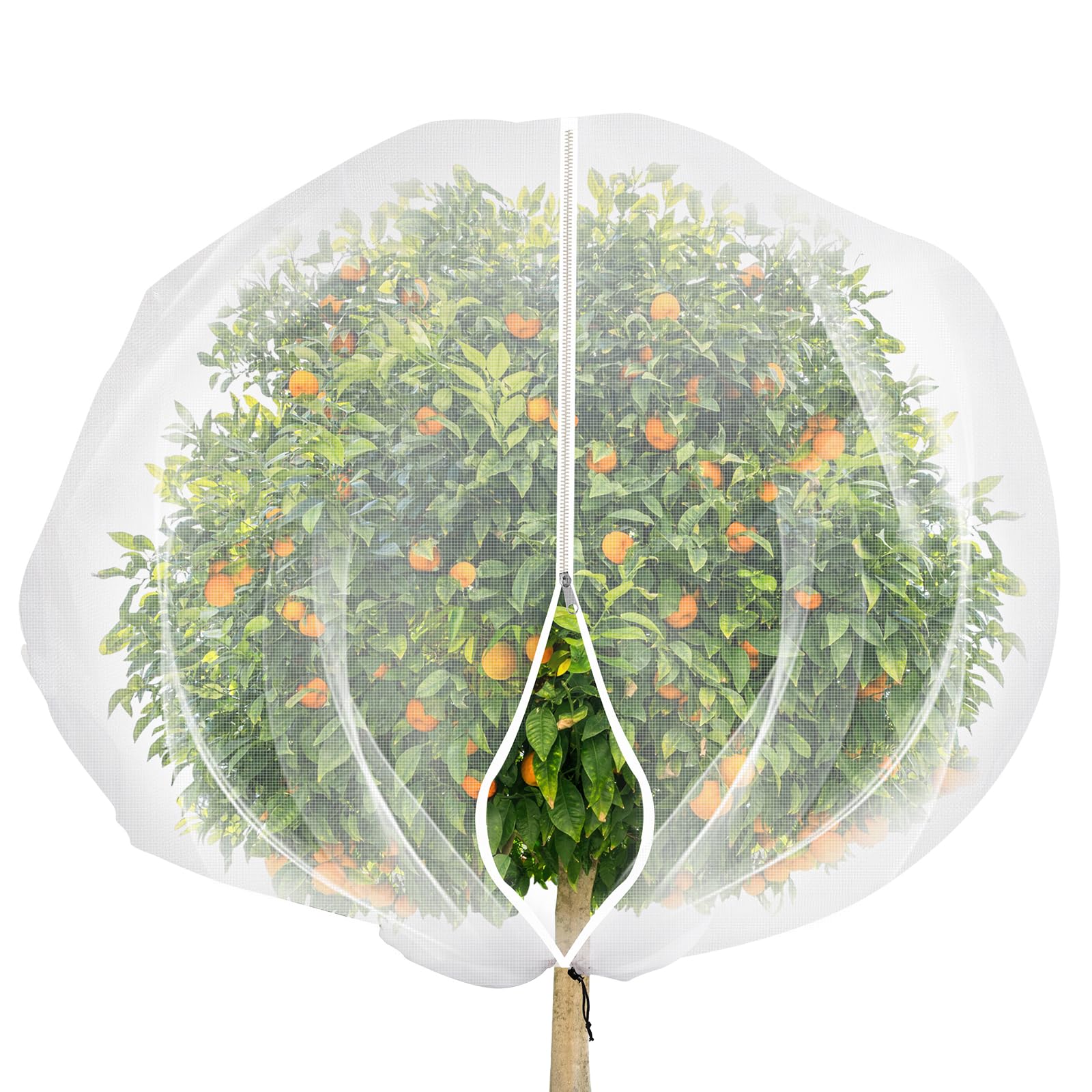 7.8 x 7.8 ft Large Fruits Tree Netting Cover with Zipper and Drawstring,Garden Insect Netting Plant Cover Transparent Bird Plant Barrier Flower Fruits Mesh Screen for Preventing Deer Squirrel Bug