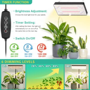 LBW Grow Lights for Indoor Plants Full Spectrum, 214 LEDs Plant Lights for Indoor Growing, Desk Plant Grow Lights Indoor with Timer 4/8/12H, 6 Dimmable Levels, Plant Lamp Height Adjustable 10"-26"