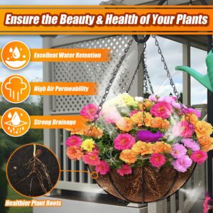 Sinimaka Coco Liners for Planters 14 Inch, 6 Pack Round Hanging Basket Liners, Coconut Fiber Liners for Planters Flowers Garden