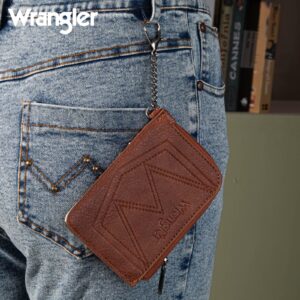 Montana West Wrangler Brown Cow Print Credit Card Holder Cute Keychain Wallet Small Wallets Woman with A Zipper Pocket Thin Slim & Minmalist WG102-W005BR