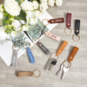 Wavyknot 200 Pack Personalized Leather Keychain Leather Kit PU Leather Keychain Blanks with Key Rings and Rivets Key Chain Blanks for DIY Craft Laser Engraving Keychain Making Leather Working