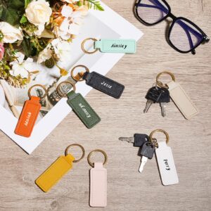 Wavyknot 48 Pcs Leather Keychains Blank Bulk PU Leather Sublimation Key Chains Gift Birthday Halloween(Bright Color)