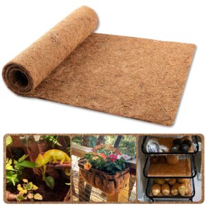 sinimaka coco liner roll, 16 x 40 inch coconut fiber liners for planter window box flower basket, natural coco coir sheet coco mats for animal pet pad, reptile carpet, garden decoration