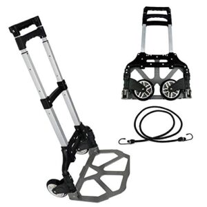 176 lbs folding aluminium cart luggage trolley hand truck with black bungee cord