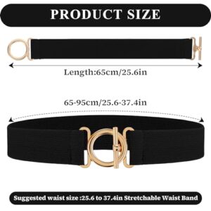 Amaxiu Women Elastic Belt, Invisible Stretch Ladies Belts with Gold Flat Buckle Skinny Waist Belt For Jeans Pants Dresses(Black)