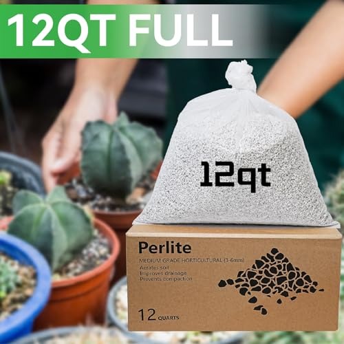 12QT Perlite for Plants, 3-6mm Horticultural Medium pearlight for Indoor & Outdoor, perilite Bulk Soil Amendment for Enhanced Drainage and Growth…