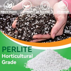 12QT Perlite for Plants, 3-6mm Horticultural Medium pearlight for Indoor & Outdoor, perilite Bulk Soil Amendment for Enhanced Drainage and Growth…