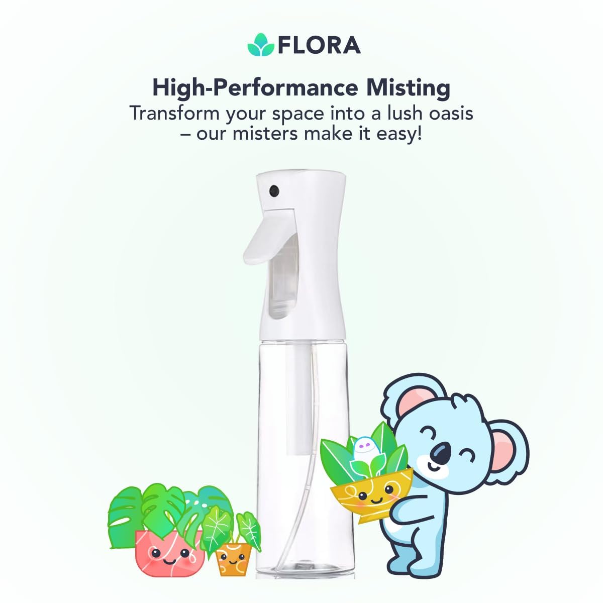 Flora Premium Plant Mister Spray Bottle Producing Gentle & Fine Mist for Precision Hydration, Dispersed Humidity & Moisture - Comes w App for Smart Plant Care - Plant ID, Plant Doctor Tool